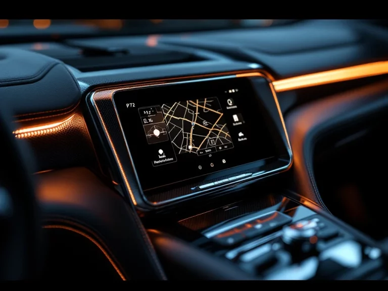 De Tomaso P72 dashboard met touchscreen infotainment systeem, carbon fiber trim en luxe leren interieur